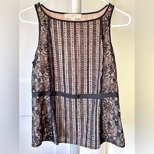 LOFT Black Lace Sleeveless Top, Size - 4